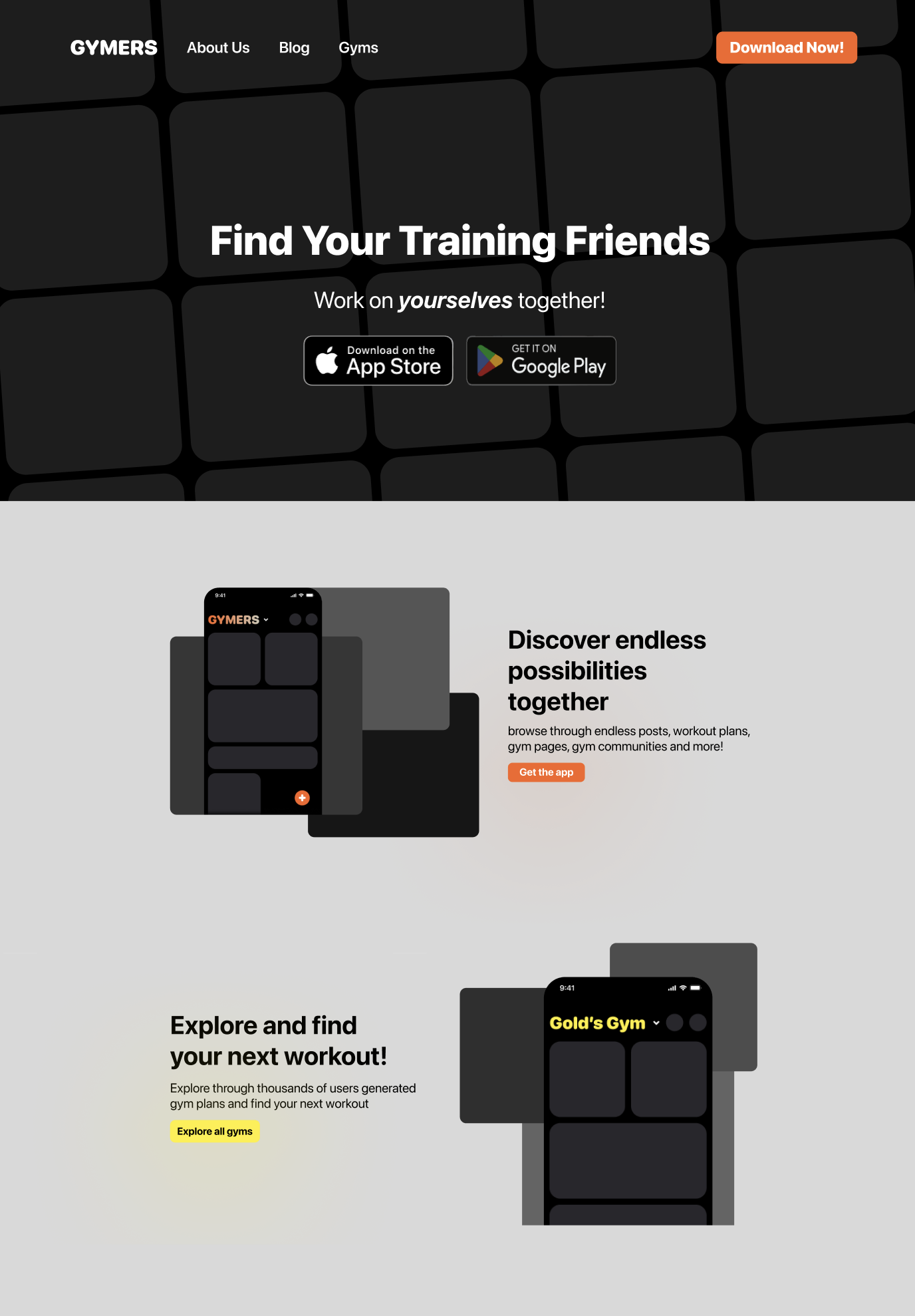 Gymers website: Find Your Training Friends