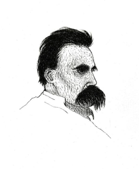Ink portrait of Friedrich Nietzsche